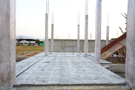 concrete floor slab panel in building construction siteの写真素材