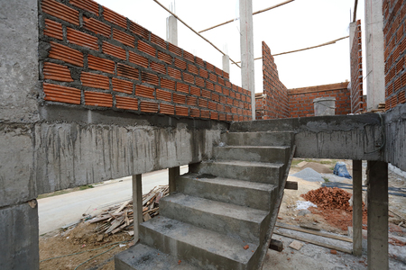 construction house structure made from cement and brickの写真素材
