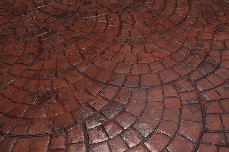 brown stone block floor of pavementの写真素材
