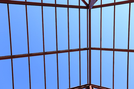 steel structure under the roof of buildingの写真素材