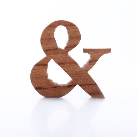 English alphabet ampersand symbol woodenの写真素材