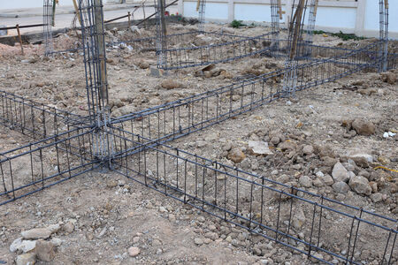 reinforcing steel bars for building constructionの写真素材