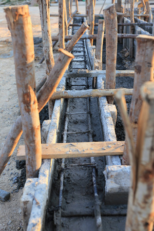 construction house, reinforcement metal framework for concrete pouringの写真素材