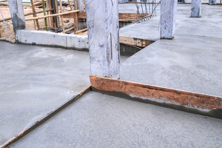 floor wet mixed concrete at construction siteの写真素材