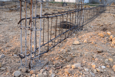 reinforcing steel rods bars for building constructionの写真素材
