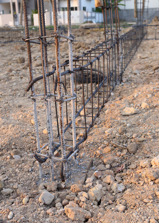 reinforcing steel rods bars for building constructionの写真素材