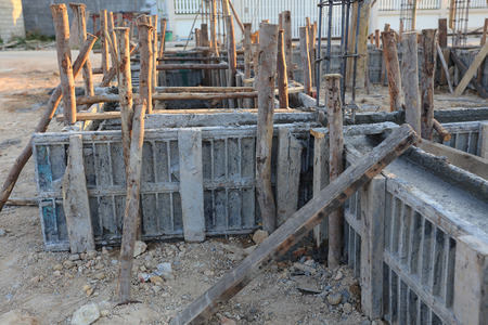 construction house, reinforcement metal framework for concrete pouringの写真素材