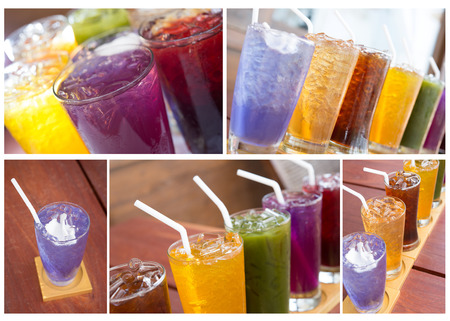 set of colorful soft drinkの写真素材