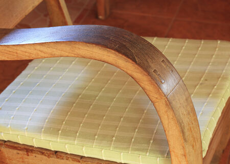 wood curve corner of wooden furnitureの写真素材