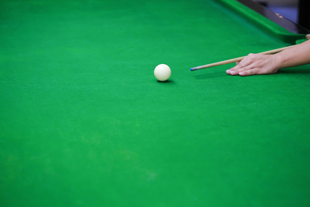 snooker balls on green snooker table, sport game backgroundの写真素材