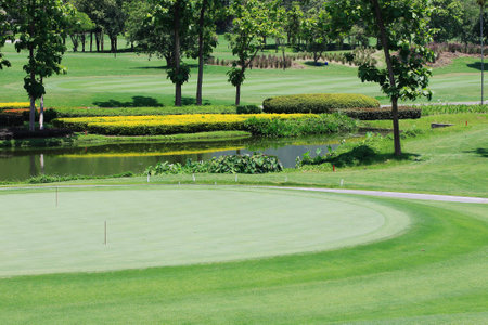 green golf course, sport backgroundの写真素材