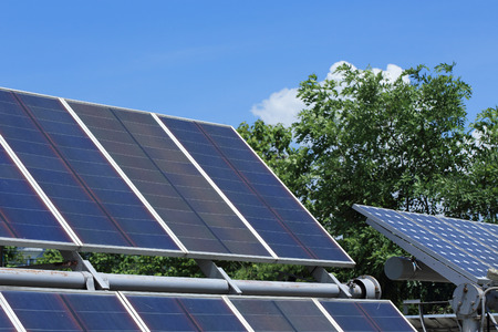 Solar panels for renewable energy productionの写真素材