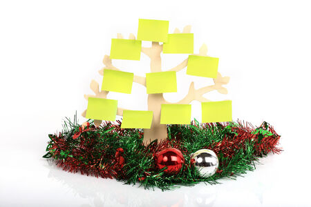 paper note decorated on christmas day, isolatedの写真素材