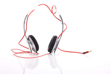 white headphone for music on white backgroundの写真素材