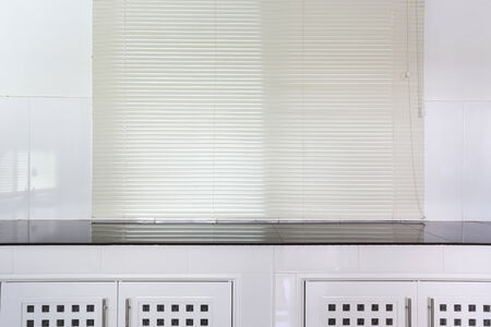 white kitchen room in modern houseの写真素材