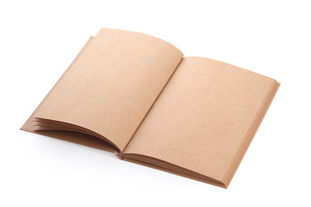 open book paper blank rough texture on white backgroundの写真素材