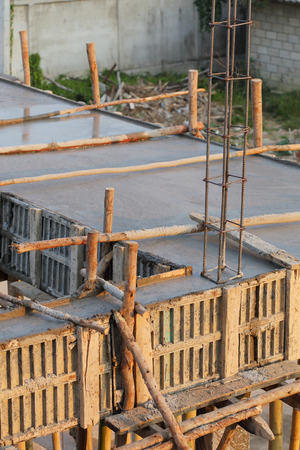 cement pouring structure at construction houseの写真素材