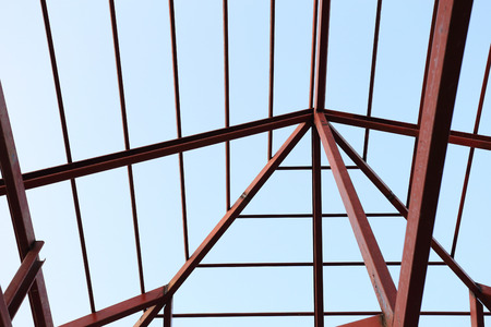 steel beam in building construction siteの写真素材