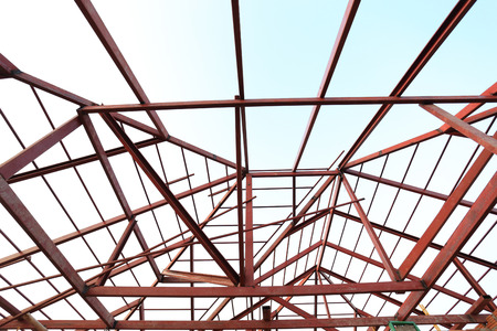 steel beam in building construction siteの写真素材