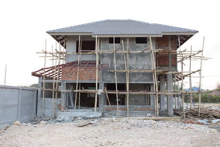 construction house structure made from cement and brickの写真素材