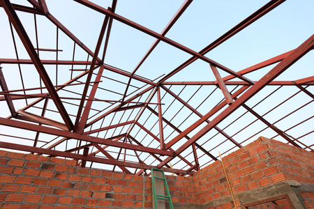 steel beam in building construction siteの写真素材