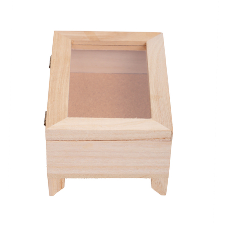 wooden box decorated house, isolated on white backgroundの写真素材