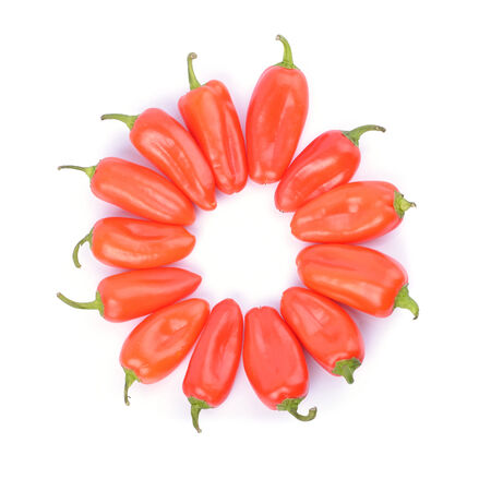 red paprika pepper isolated on white backgroundの写真素材