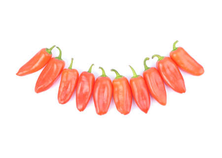 red paprika pepper isolated on white backgroundの写真素材