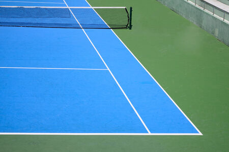blue and green tennis court sport backgroundの写真素材