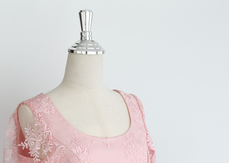 pink wedding dress in model mannequinの写真素材
