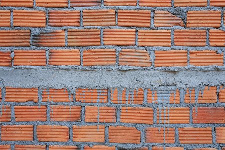 brick wall in residential building construction siteの写真素材
