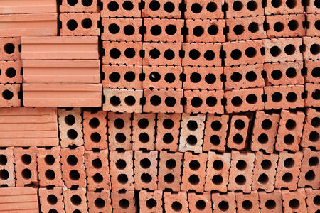 brick block in residential construction siteの写真素材