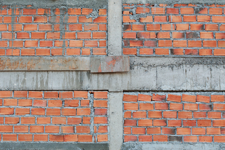 brick wall in residential building construction siteの写真素材