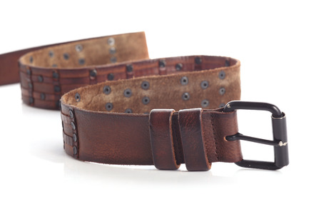 brown leather belt fashion for men on white background