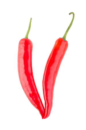 pepper red spicy isolated on white backgroundの写真素材