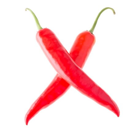 pepper red spicy isolated on white backgroundの写真素材