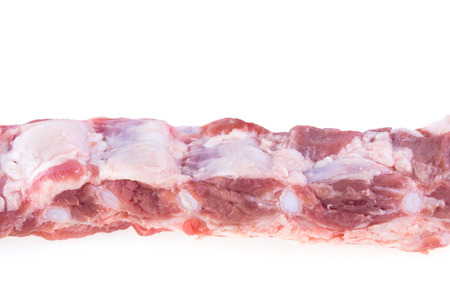 spare ribs raw isolated on white backgroundの写真素材