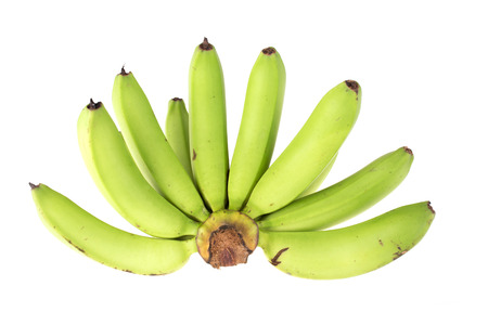 green banana raw isolated on white backgroundの写真素材