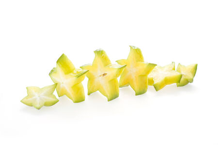 carambola, star fruit isolated on white backgroundの写真素材