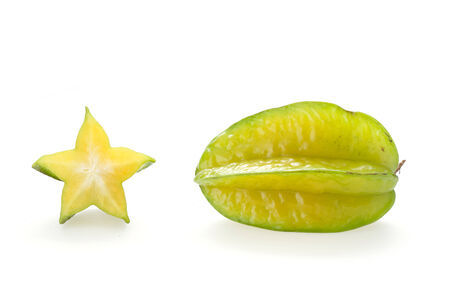 carambola, star fruit isolated on white backgroundの写真素材