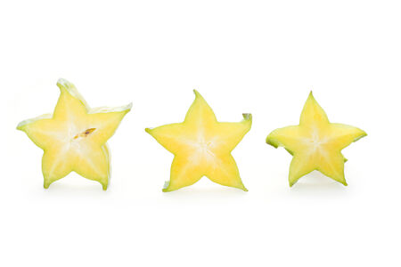 carambola, star fruit isolated on white backgroundの写真素材