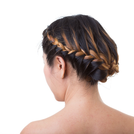 long hair braid style isolated on white background