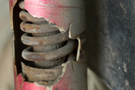 motorcycle chock absorber rusty crack brokenの写真素材