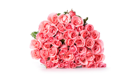 pink rose flower bouquet isolated on white backgroundの写真素材
