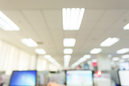 abstract blur background table work in office with computer pcの写真素材