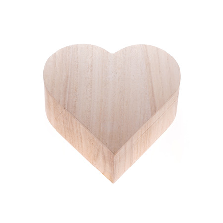 heart wood box of love isolated on white backgroundの写真素材