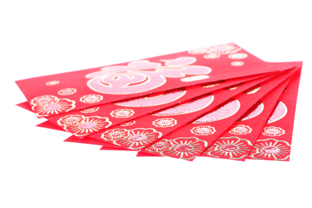 red envelope isolated on white background for gift chinese new yearの写真素材