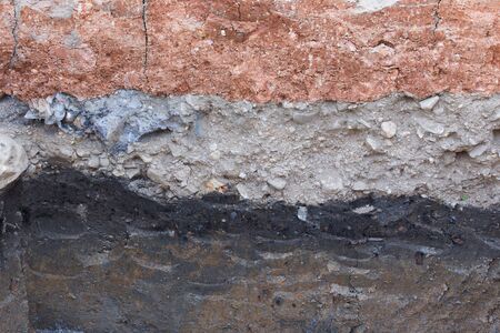 soil layers in underground earth of science environmentの写真素材