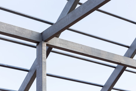 steel beams roof truss residential building construction industryの写真素材
