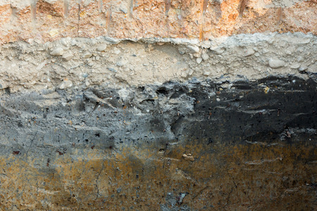 soil layers in underground earth of science environmentの写真素材